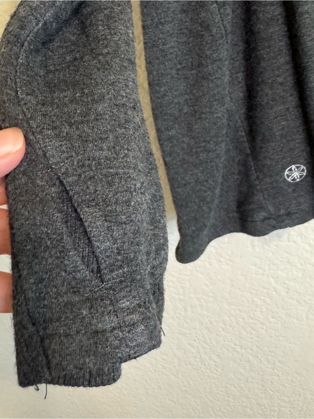 GAIAM SOFT Dark Charcoal Open-Front Draped Cardigan Pockets Thumb Hole - M - Picture 9 of 9